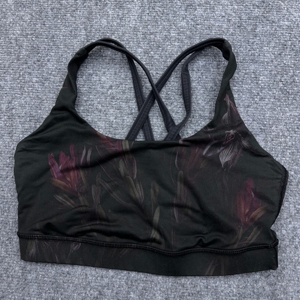 Lululemon Energy Sports Bra Women's *4 Midnight Iris Multi Black Strap Back Yoga